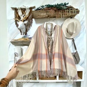 Mellow blush/tan Soft & Cozy wool blend large scarf/wrap w Burberry/cottagevibe